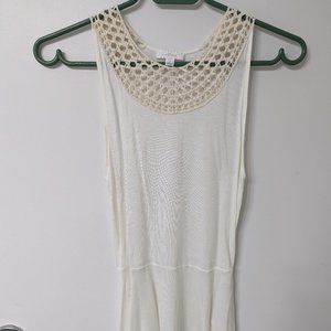 Aritzia Wilfred White Peplum Crochet Neckline Tank